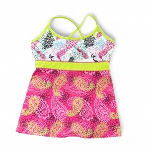 Green Trim Pink Paisley Tank Top